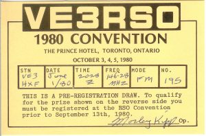 VE3RSO 1980 convention QSL, courtesy of Gord VE3HXF